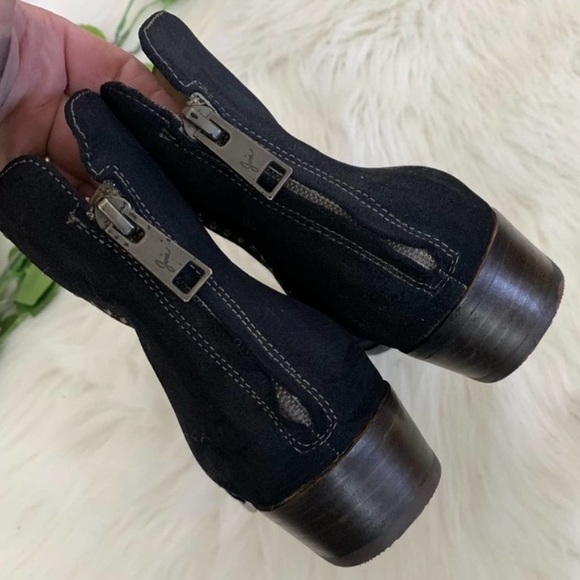 Joie | Black Studded Suede Lucy Boots Almond Toe - Picture 4 of 9